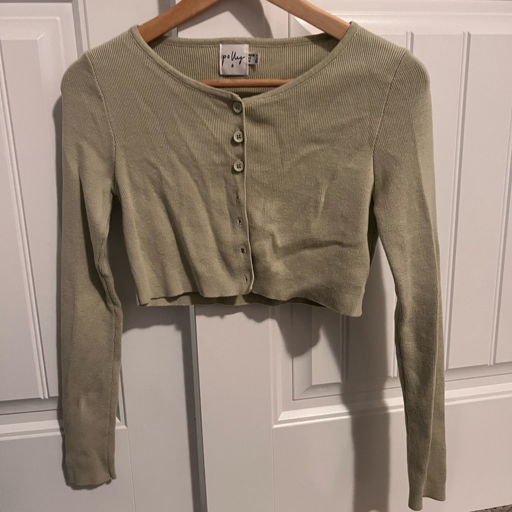 2for$9 Green Cropped Cardigan